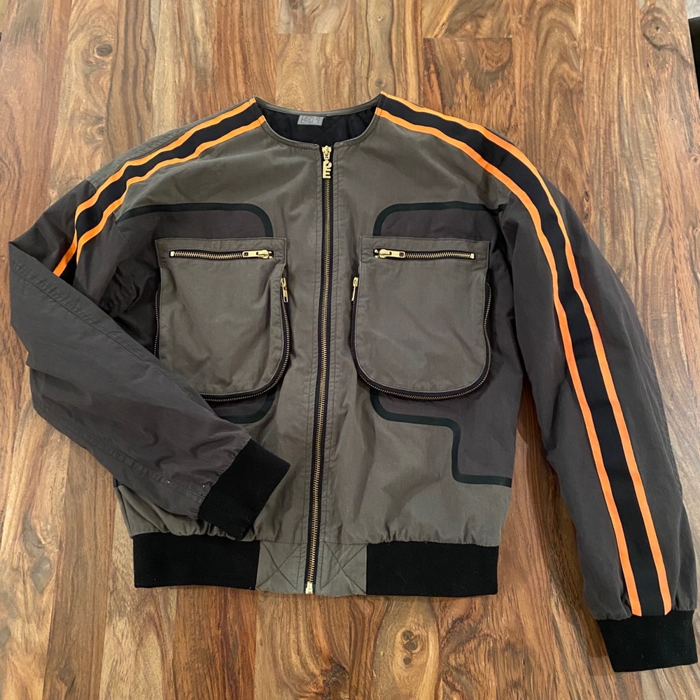 PE Nation Record Run Jacket in olive with contrast stripes